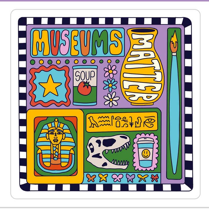 Museums Matter Color Illustration Sticker for wholesale by Popcorn Custom Products