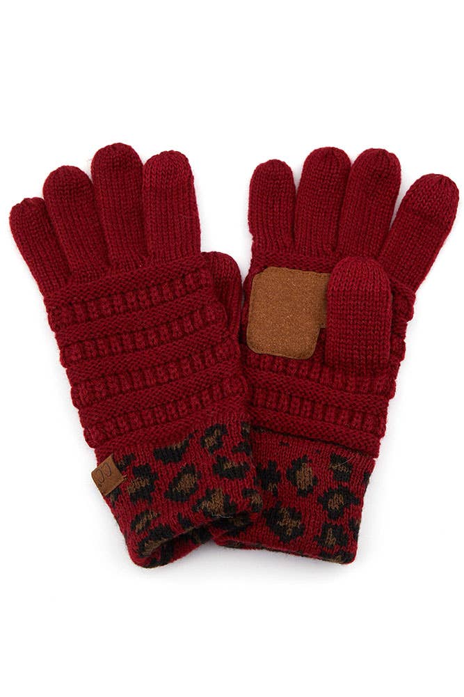 Hana – wholesale Gloves – Women's – C.C Leopard Knit Gloves2