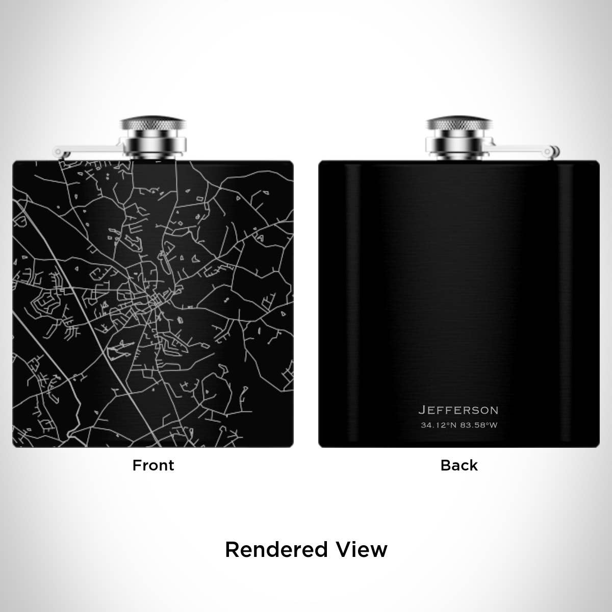 JACE.design - Wholesale Flask - Jefferson GA Map Hip Flask in Matte Black1