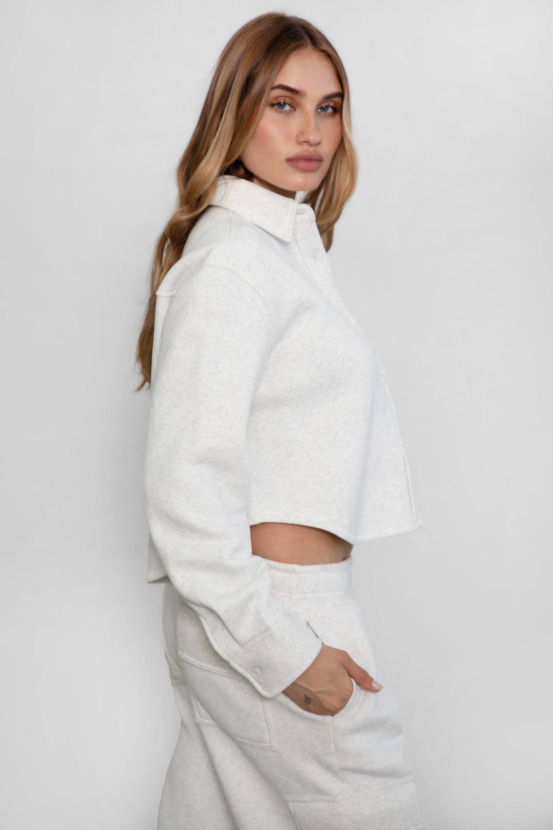 TICTOC - Wholesale Shirt Jacket/Shacket - Women's - JENNIE  Plush Fleece Lounge Cropped Button Shirt Shacket28