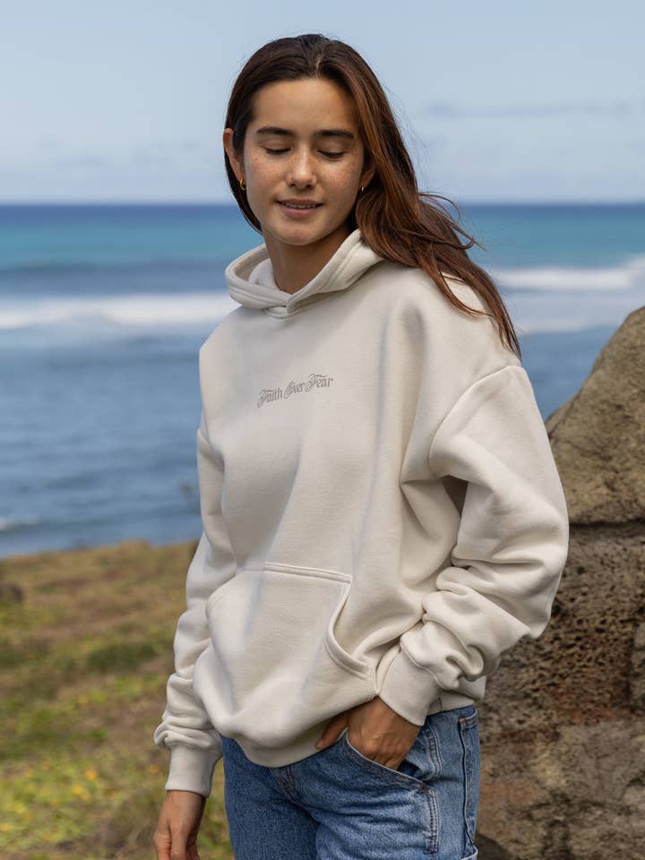 Faith Over Fear Taupe Unisex Hoodie for wholesale by Elevated Faith