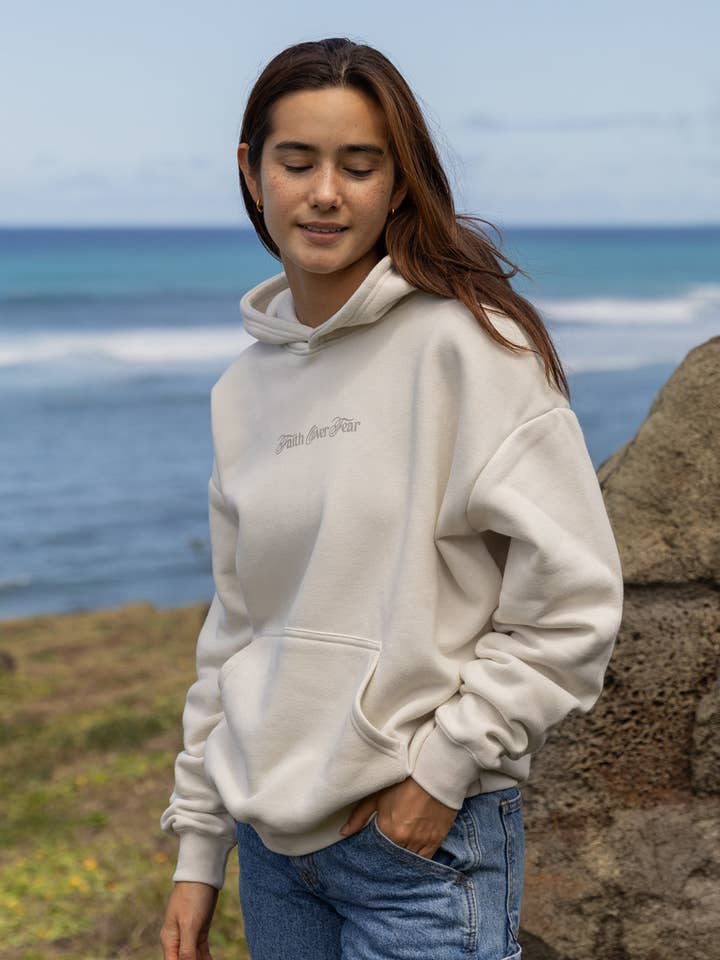 Faith Over Fear Taupe Unisex Hoodie for wholesale by Elevated Faith