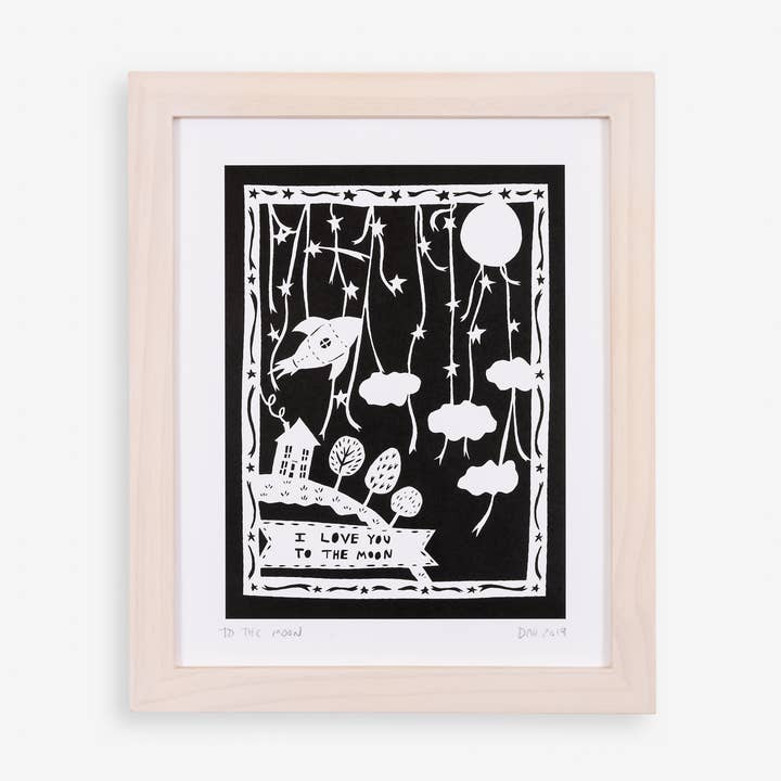 Ik hou van jou tot de maan Print voor wholesale door Annie Howe Papercuts