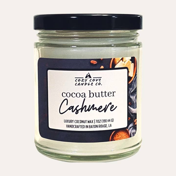 Cocoa Butter Cashmere | Luxury Coconut Wax Candle 7 oz. for wholesale by Cozy Cove Candle Co LLC