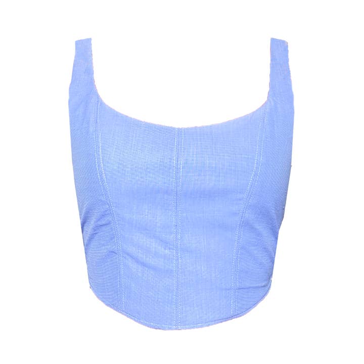 Upcycled Corset Top - Classic Blue for wholesale by JUNK GOLD