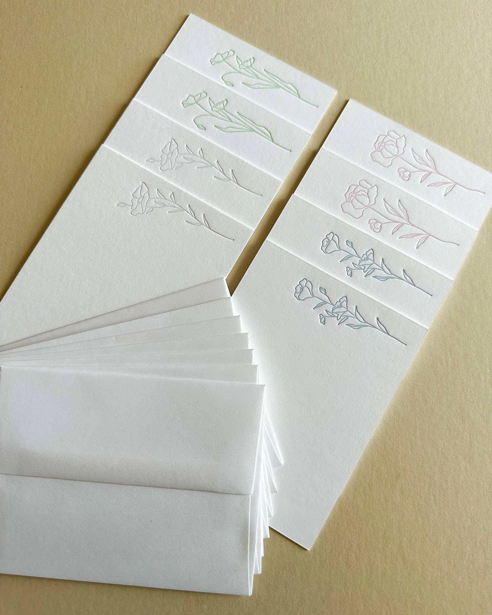 Neon Paper Goods - Wholesale Stationery/Notecard Set - Pastel Floral Letterpress Notecards Set of 82