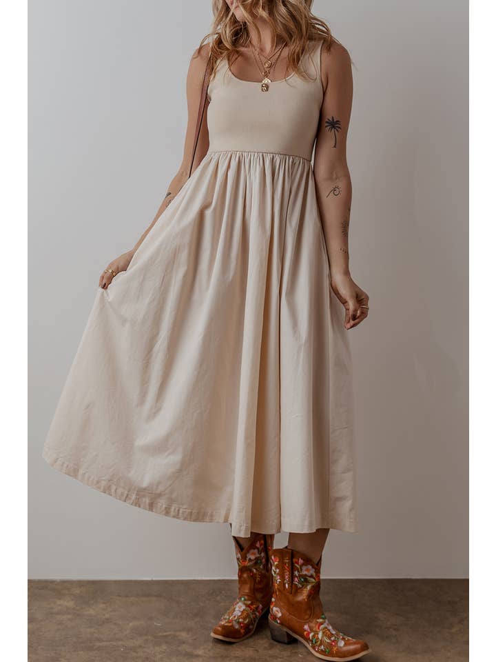 As shown Ribbed Scoop Neck Sleeveless Maxi Dress | S-XL for wholesale on Faire
