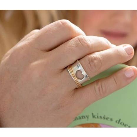 Boho Two - Tone Heart & 'Love' Ring for wholesale on Faire1