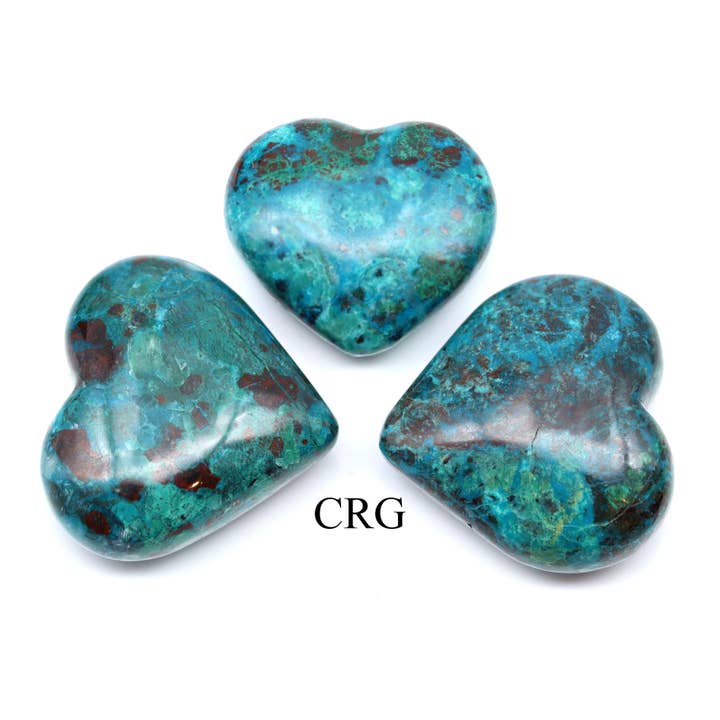 Quantité : 1 cœur de chrysocolle du Pérou, 35 à 45 mm en moyenne pour la vente par Crystal River Gems LLC