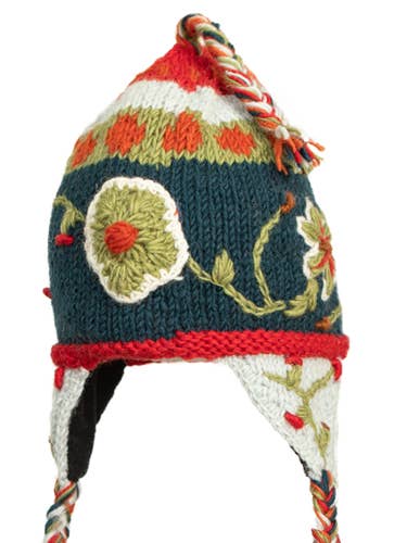 Ghadi Blue Wool Knit Cap Earflap for wholesale by Earth Divas