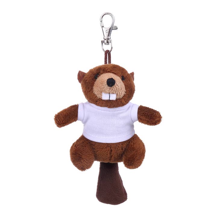 Plushland - Wholesale Keychain - Unisex - 4" Keychain - Beaver with customized shirt1