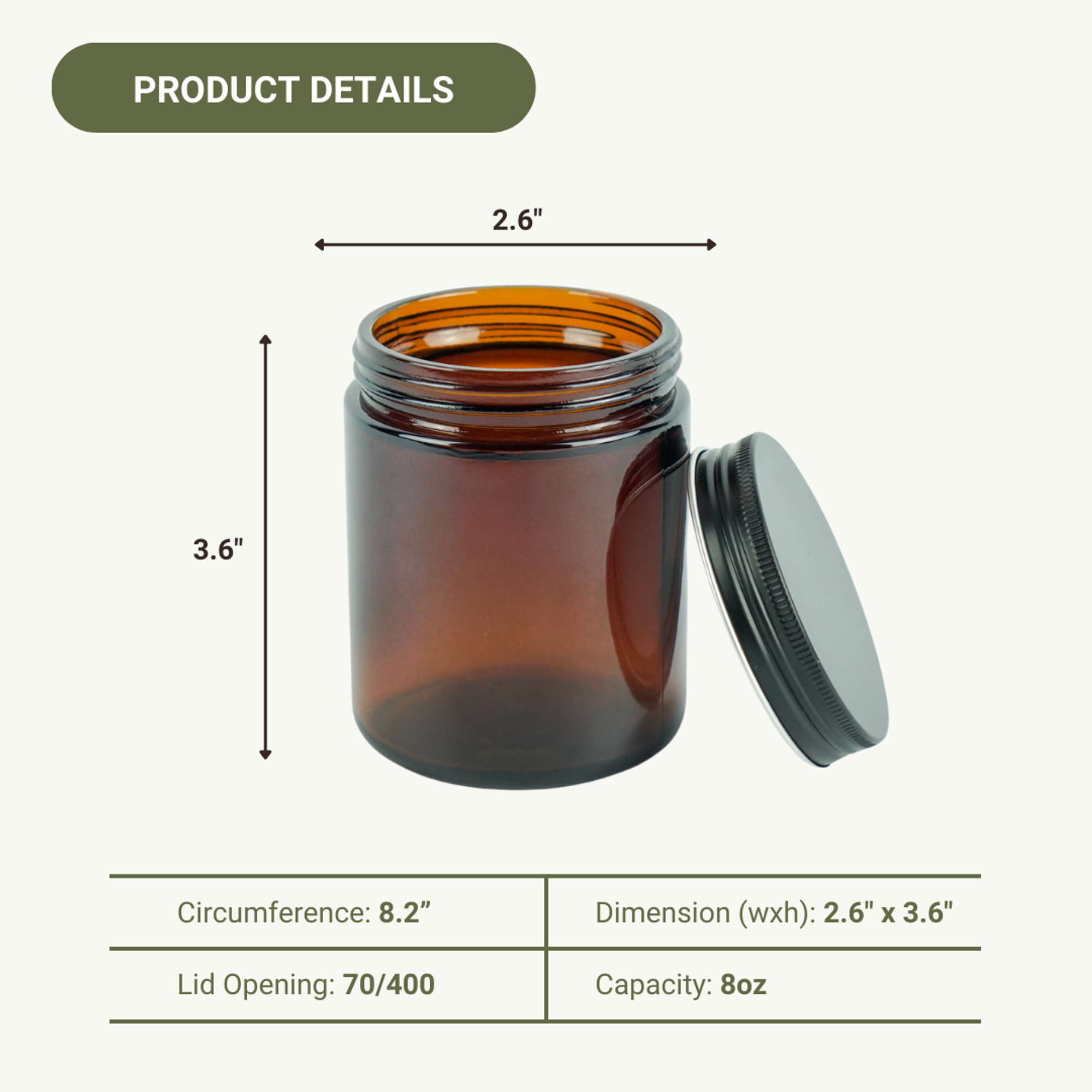 Nature Packaged - Wholesale Jar - Glass Amber 8 Oz Jar3