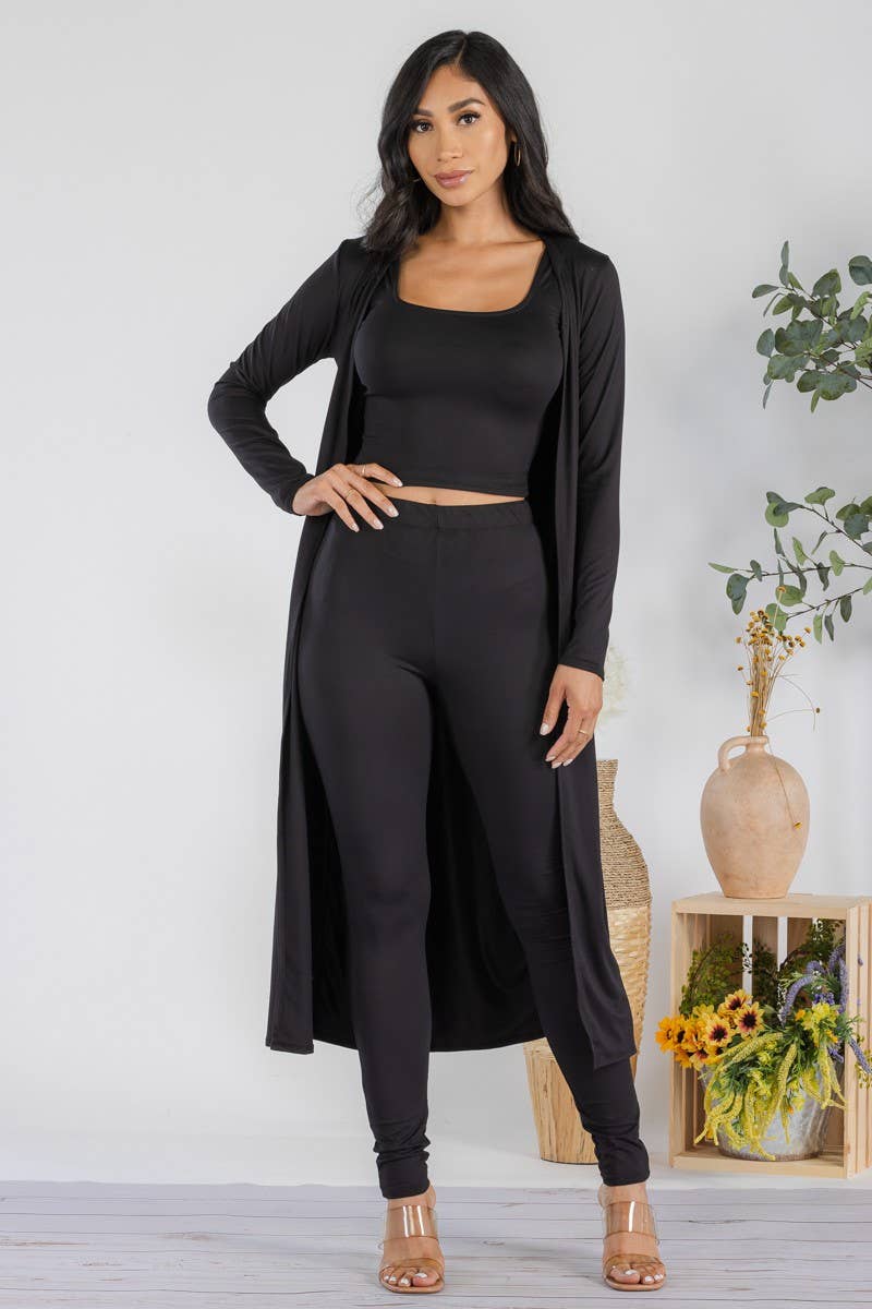 H&H Fashion Inc. – Engroshandel Top- og buksesæt (IKKE Loungewear) - Dame – HH624R1-SOLID - 3-delt bukse- og frakkesæt3