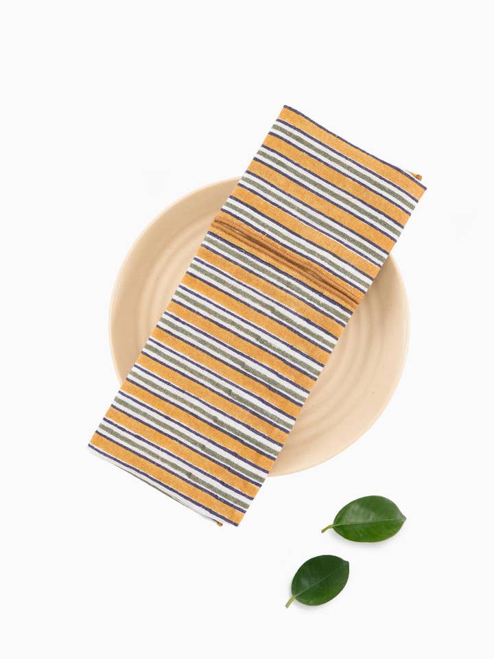 Tovagliolo di Lino Nier – Strisce Fatto a Mano per la vendita all'ingrosso da parte di Live Linen