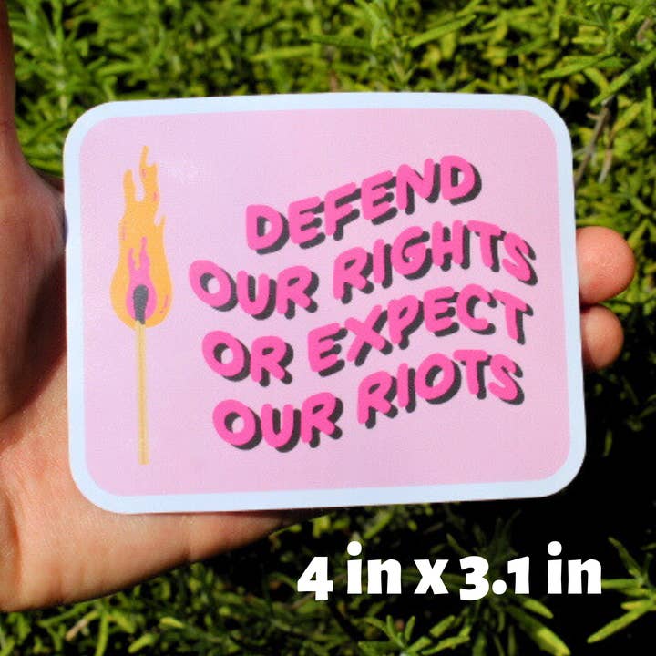 Defend Our Rights Or Expect Our Riots Sticker for wholesale by Mini Kitty Designs