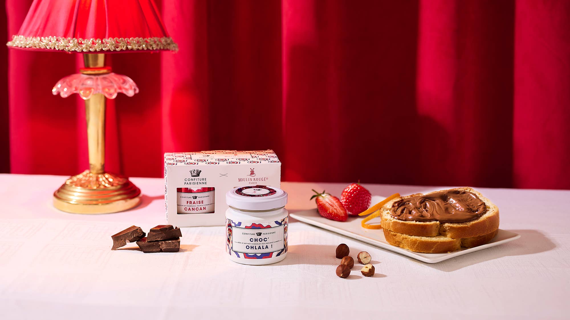 Confiture Parisienne - Wholesale Jam/Jelly - Moulin Rouge 2X100G box: Strawberry Cancan & Choc'Ohlala1