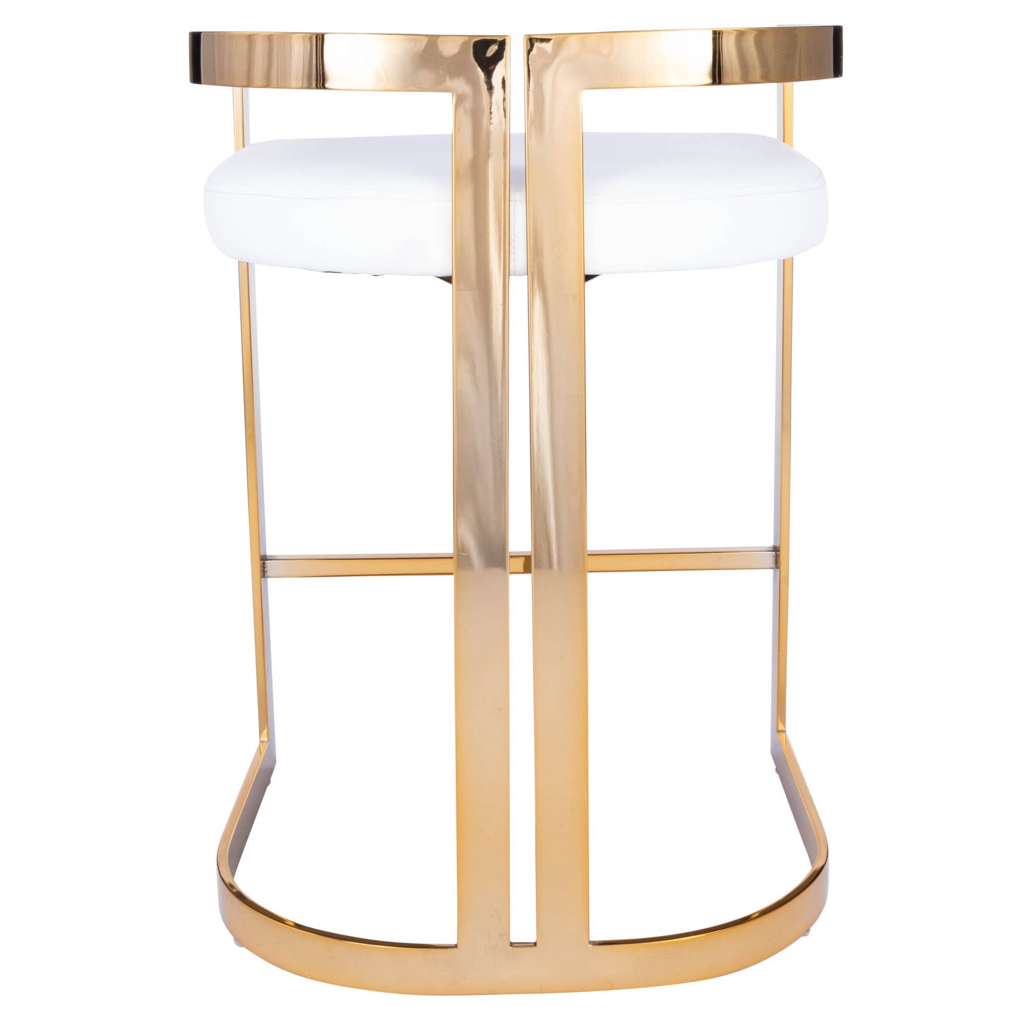 HomeRoots - Wholesale Stool - Gold and White Faux Leather Counter Stool2