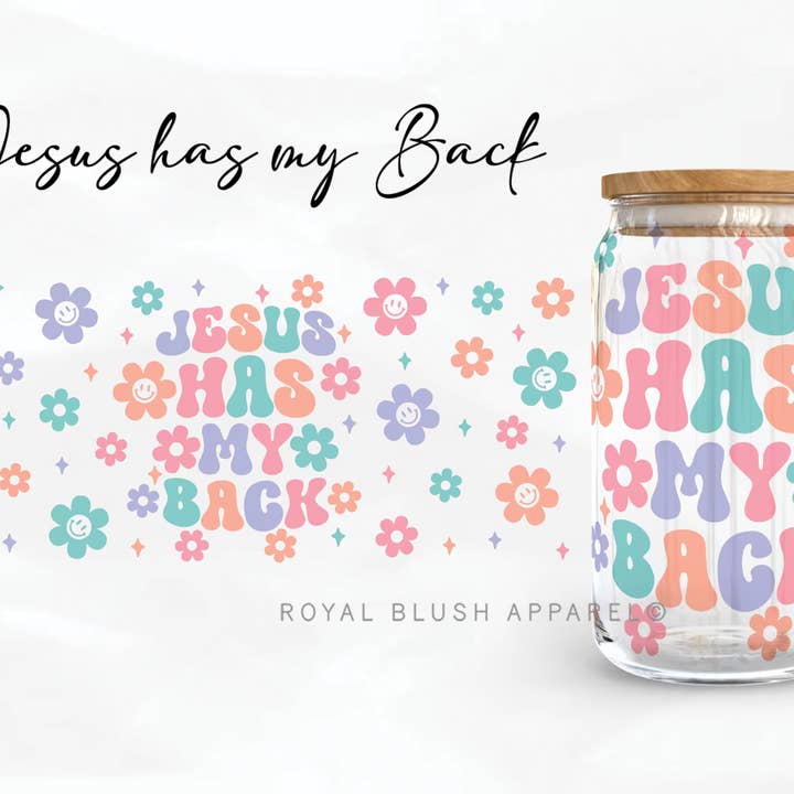 Jesus Has My Back Wrap UV DTF Sticker for wholesale by RBA Transfers