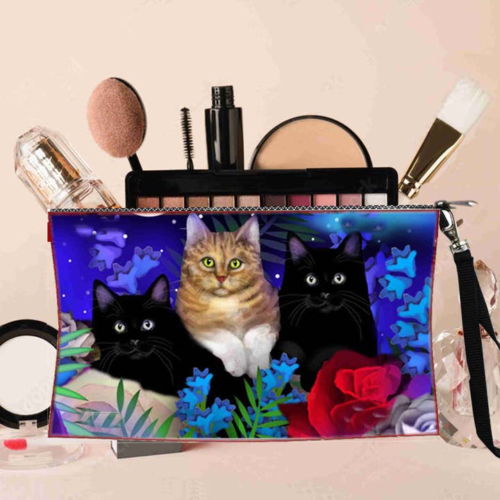 Three Cats Cosmetic makeup bag Pouch for wholesale by BMS BIZ