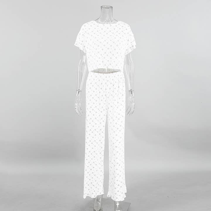White Valentine's Day love pajamas pants three piece set for wholesale on Faire