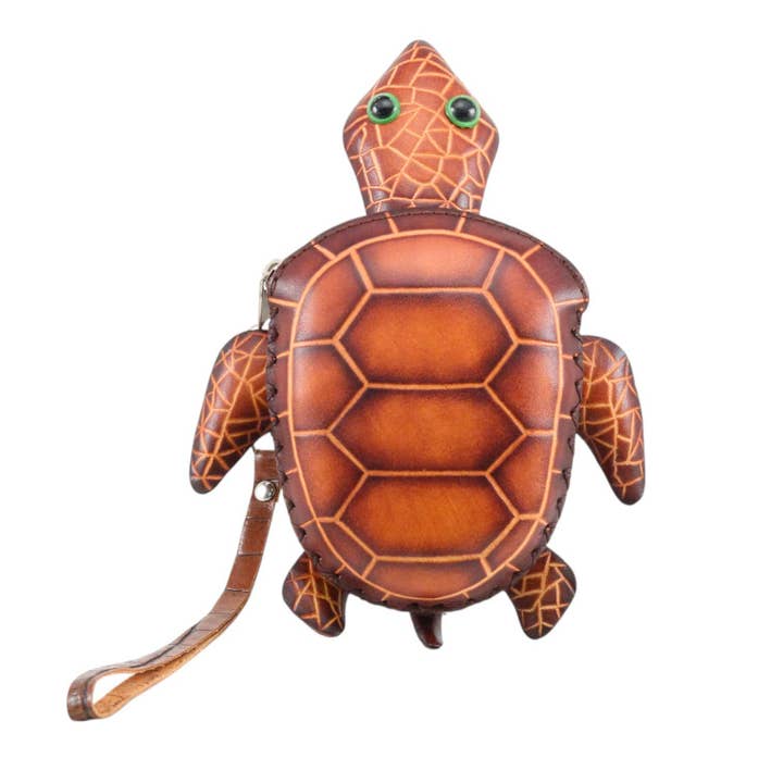 Sunflower Handmade leather inc - Wholesale Coin Purse - Women's - Leather Sea Turtle Coin Purse Wallet Wristlet in Brown2