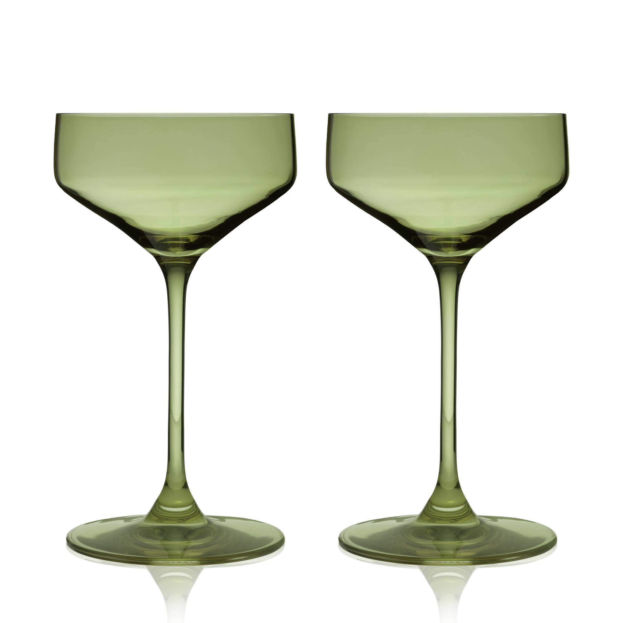 Viski - Wholesale Cocktail/Liquor Glass - Reserve Nouveau European Crystal Coupes in Sage Set of 22