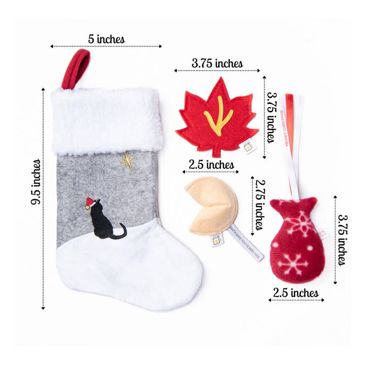 Cat in the Box LLC - Wholesale Holiday Stocking - Christmas Stocking for Cats with Three Holiday Cat Toys