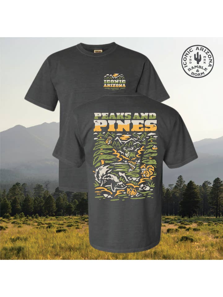 Iconic Arizona - Wholesale Screen Printed T-Shirt - Unisex - Peaks and Pines Unisex Tee