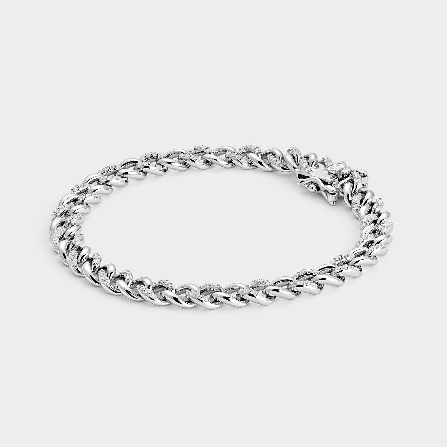 Itemporality - Wholesale Link & Chain Bracelet - Silver bracelet with interlocking links and zircons