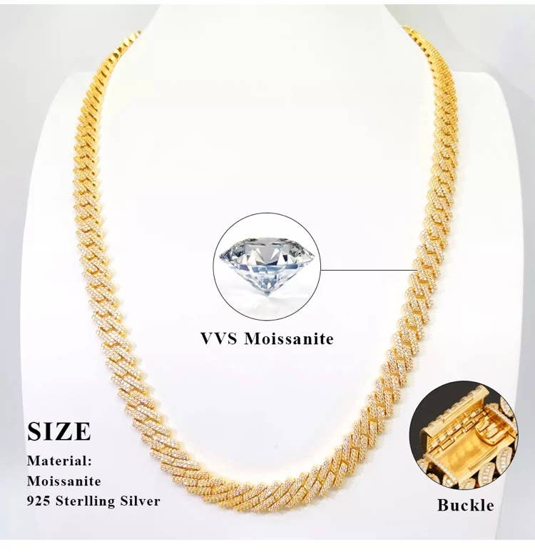 Chikanele’s Collection - Wholesale Schakelketting - Iced Out Cuban Link 925 zilveren of gouden moissanite-ketting6