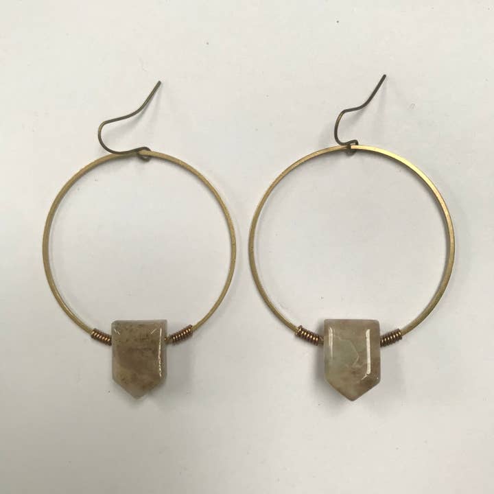 Light Amethyst Hoop + Dagger Earrings for wholesale by Odyssey & Oddities