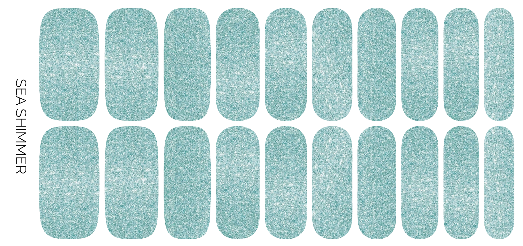 Ivy & Ash - Wholesale Nail Art/Decal - Sea Shimmer | Light Aqua Sea Glass Glitter Nail Wrap Set2