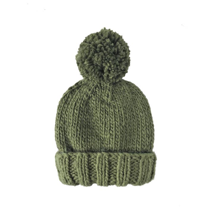 The Blueberry Hill - Wholesale Beanie - Kids - Classic Pom Hat, Moss Kids Baby Fall Christmas Holiday Wood0