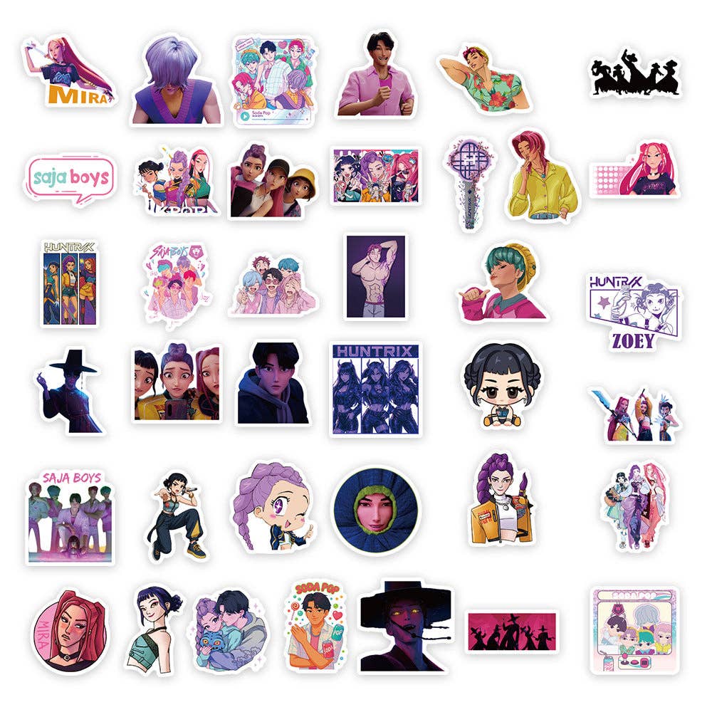 Auraquise - Vente Autocollant - Enfant et bébé - Autocollants de personnages de dessin animé KPOP Huntrix Demon Hunter Girl & Gasha Boy Group Décalcomanies Fournitures d'artisanat pour scrapbooking DIY 74 pièces5