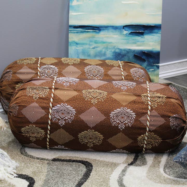 Natural Geo Brown/Gold Gao Takiya Bolster Pillow (Set of 2) for wholesale by Natural Geo