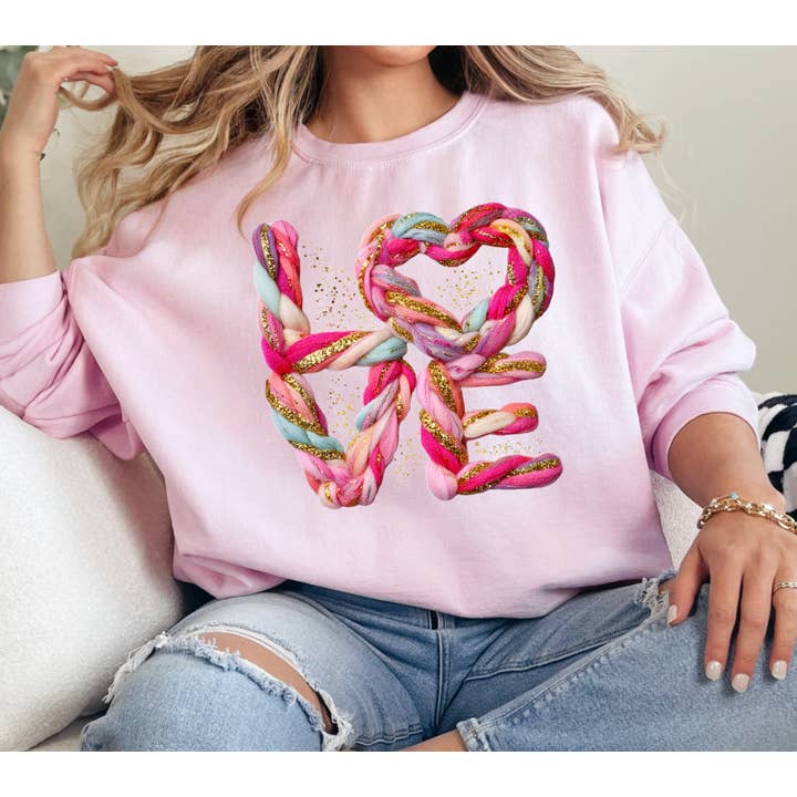 Love Yarn Printed Valentine's Sweatshirt for wholesale by MELODY FAYE