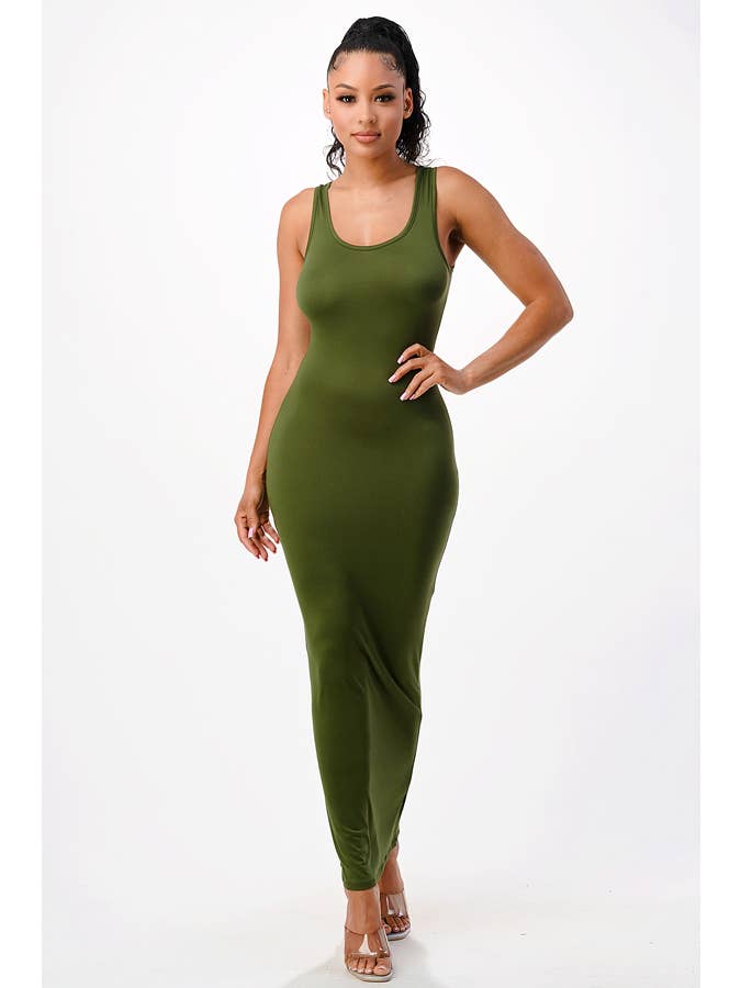 Lime All the Time – wholesale Klänning - Dam – Enfärgad muskel tank Maxi klänning1