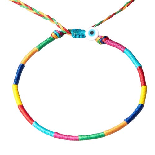 Rainbow Threaded Evil Eye Anklet for wholesale by OIYA