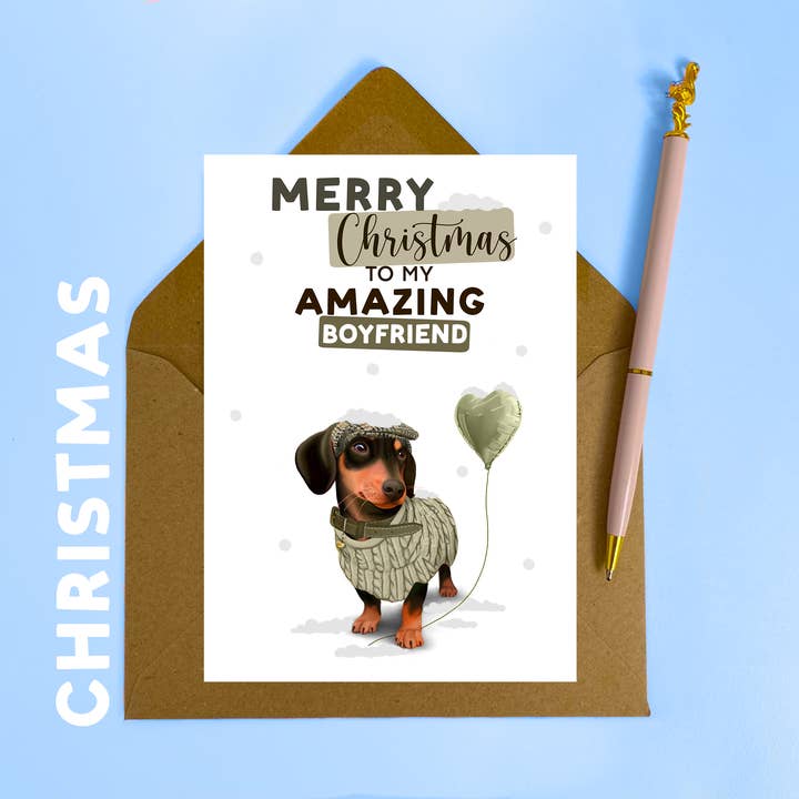 Cartão de Natal Namorado Cão por atacado de Hot Dog Greetings