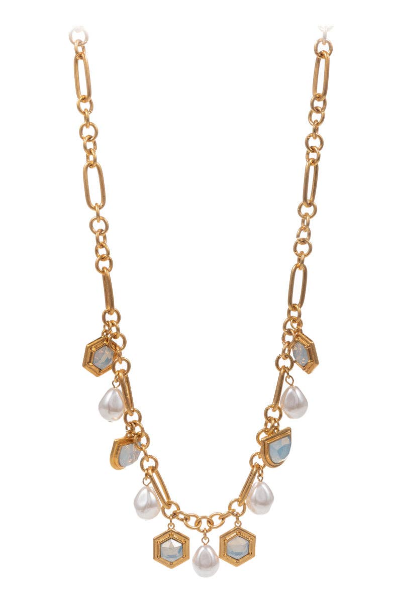 Designature New York - Vente Colliers à pendentif - Collier court à breloques en verre carré et perle.4