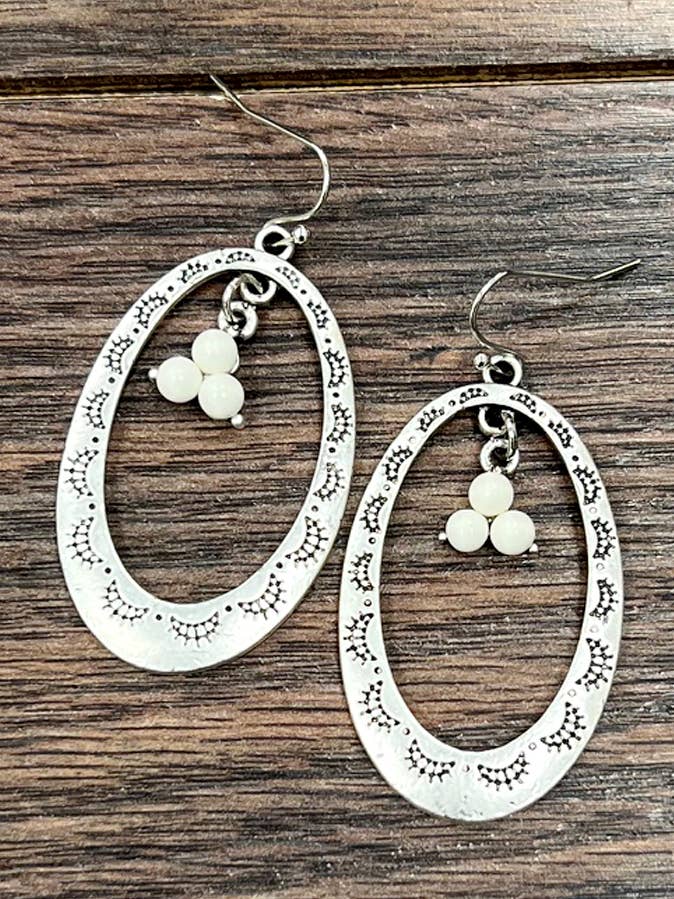 725710, Concho White Turquoise Dangle Earrings for wholesale by ISAC Trading Inc