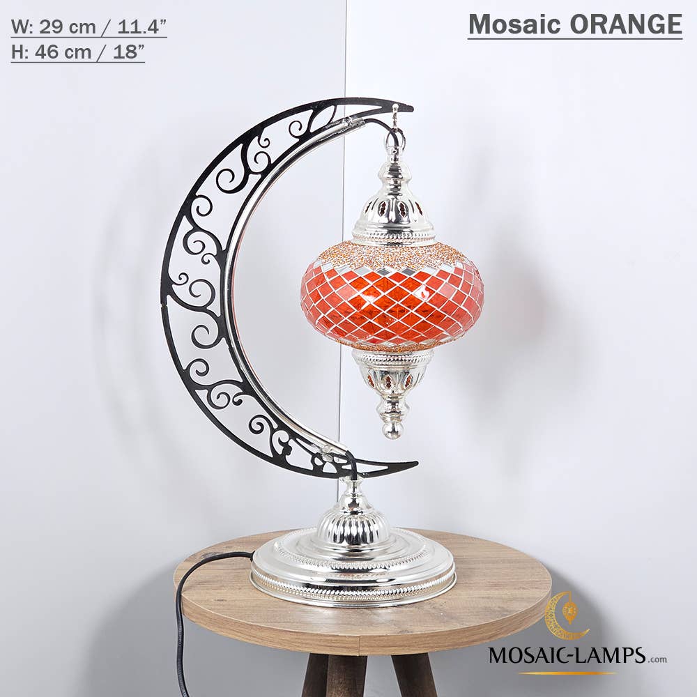 Mosaic Lamps - Vendita all'ingrosso Lampada da scrivania/d'accento - Lampada da scrivania Turkish Moon in argento, luci ad arco marocchine, Murano C44