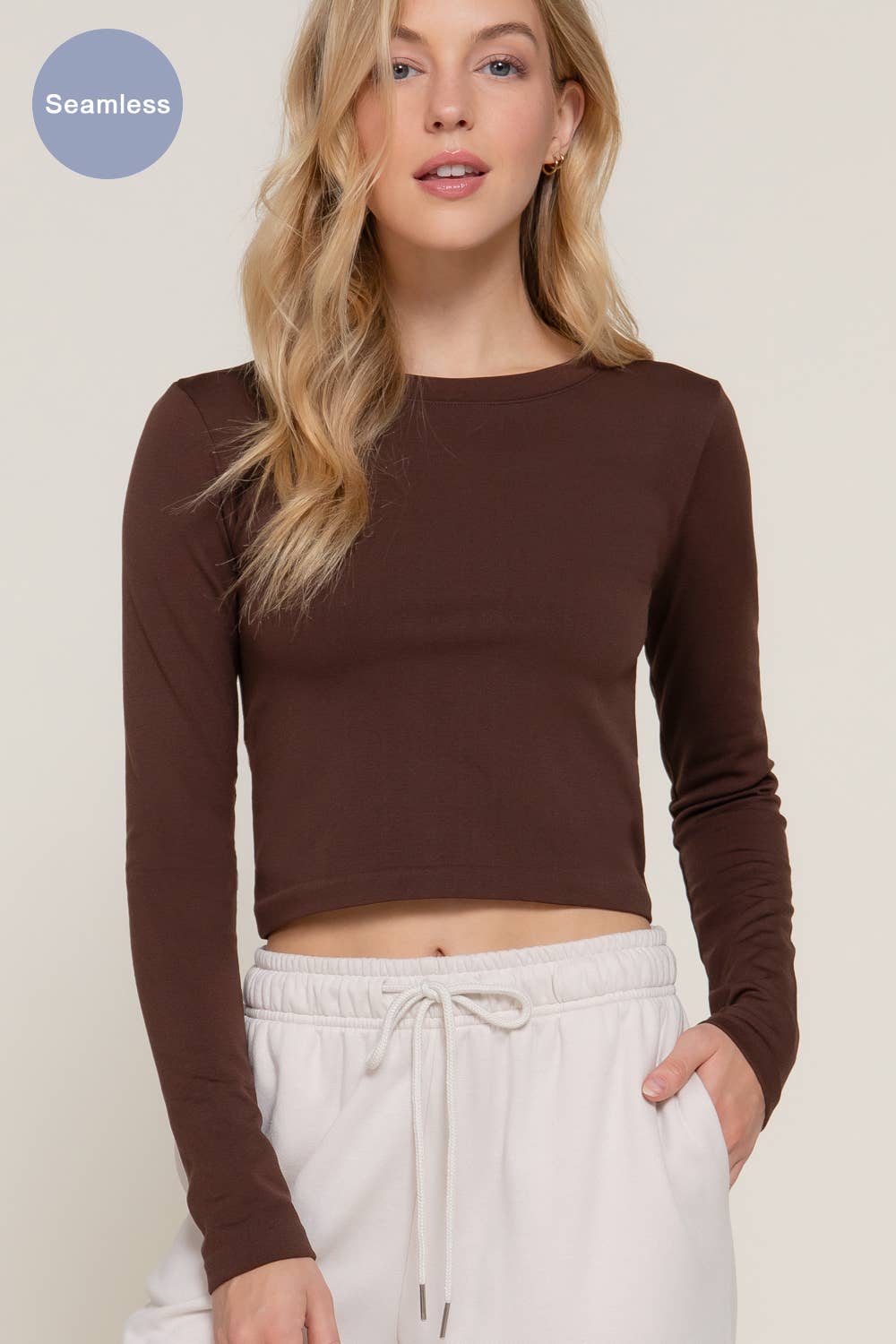 Active Basic | Active USA - Wholesale Knit Top - Women's - Long Sleeve Crew Neck Inner Fur Seamless Crop Top9
