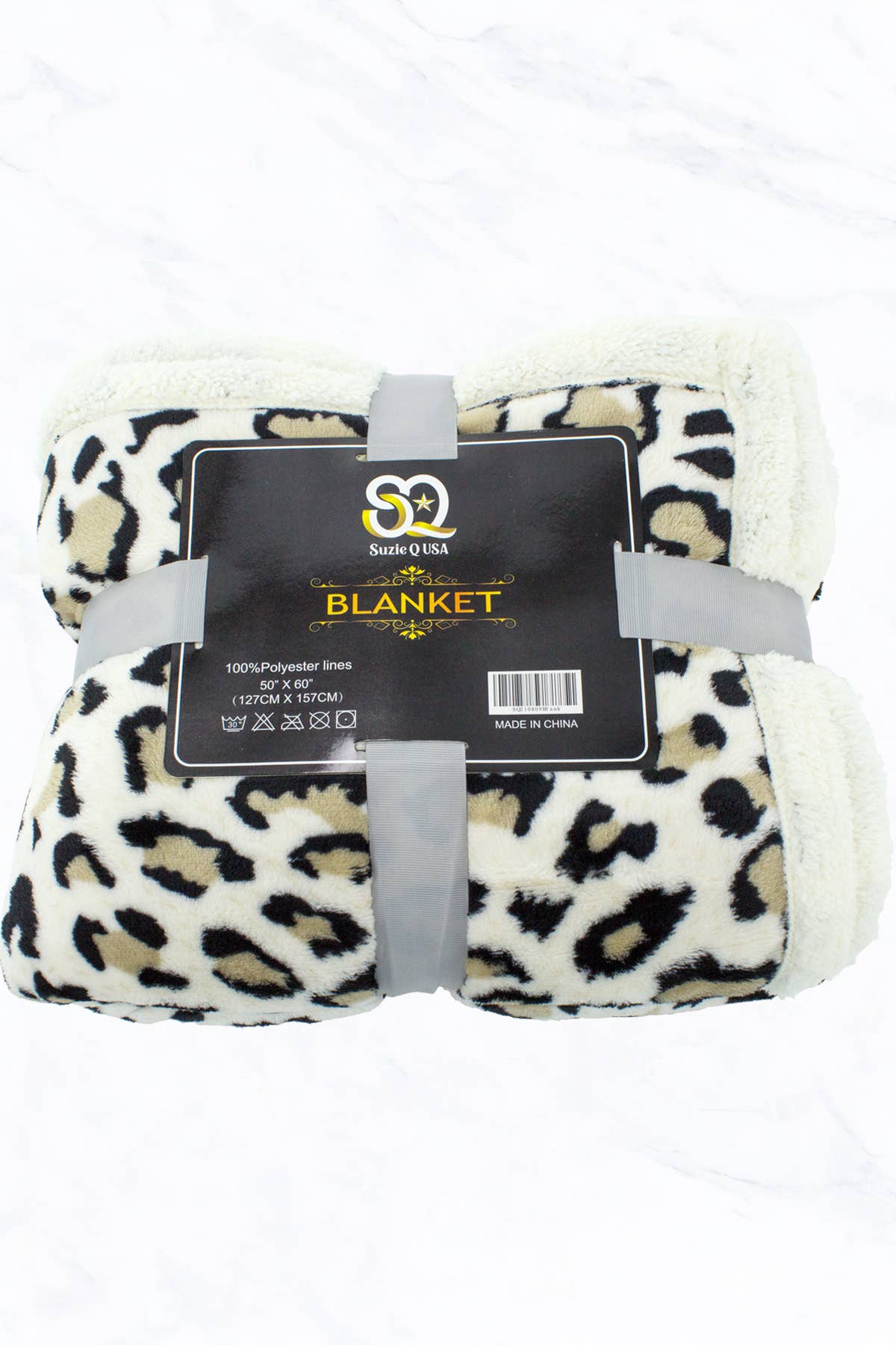 Suzie Q USA - Wholesale Throw Blanket - Beige Leopard Pattern Double Layered Warm Blanket2