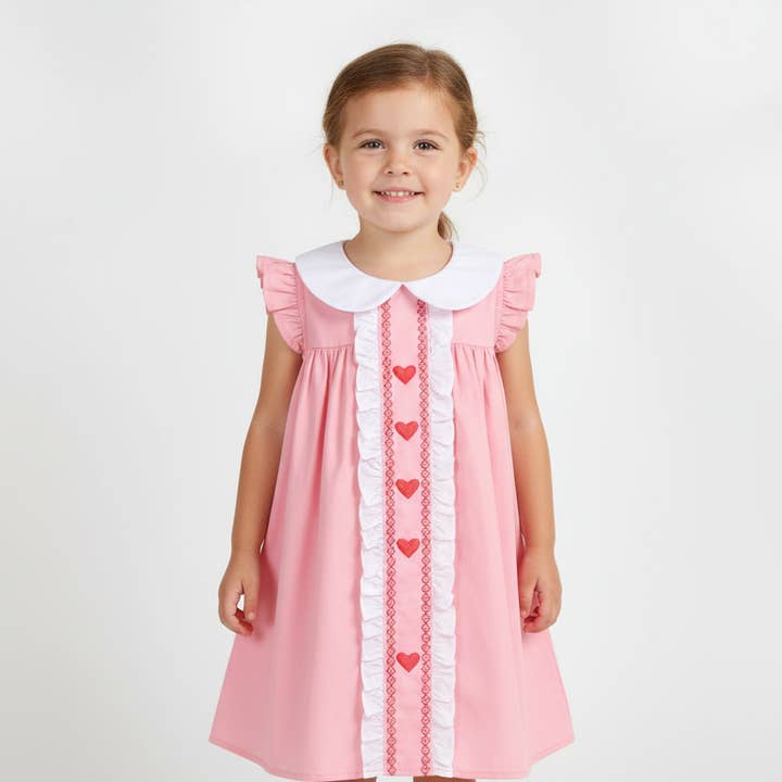 Lil Cactus – wholesale Dress – Kids – Pink and Red Heart Vatine's Ruffle Dress0