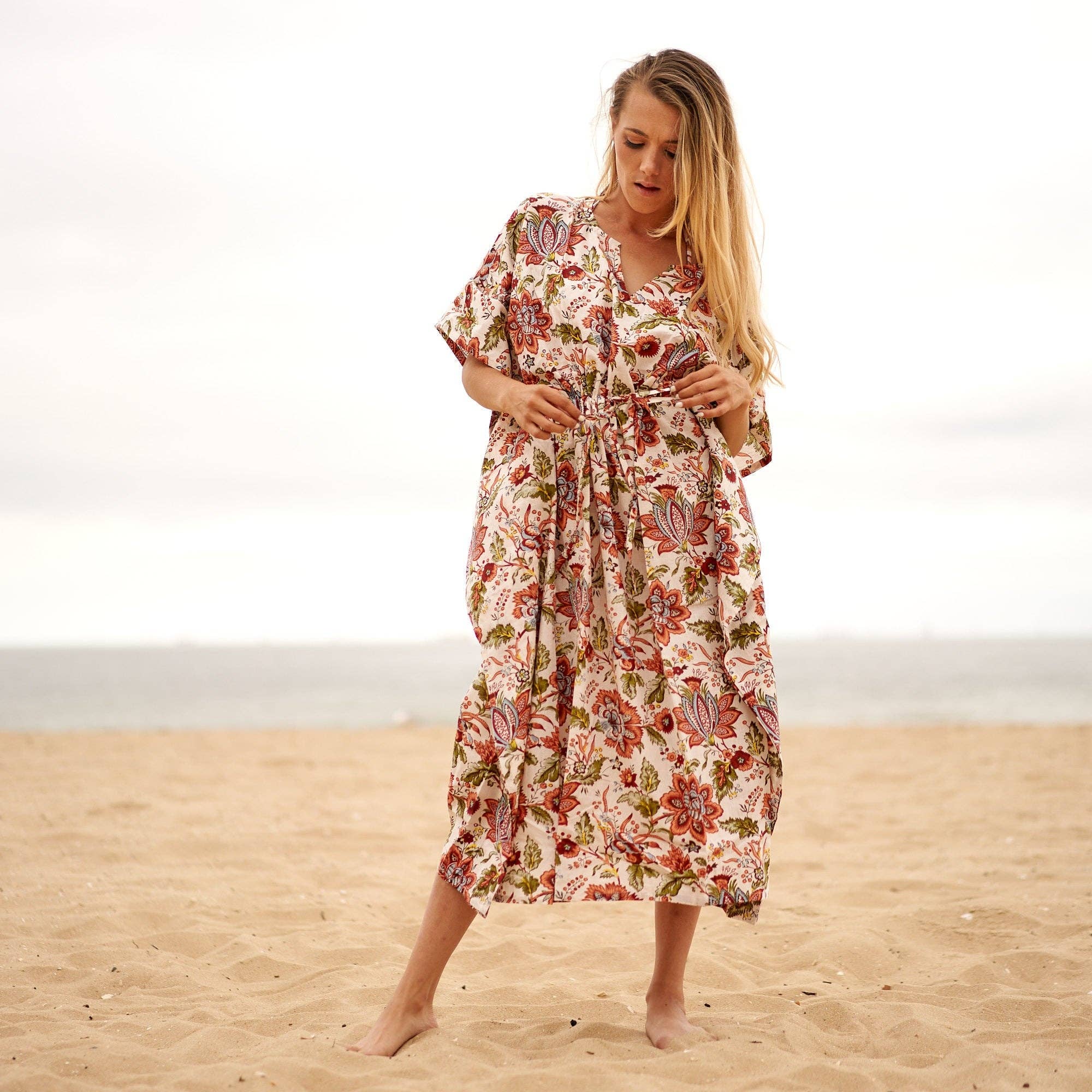 Glamthread – Engroshandel Kaftan - Dame – 'Floral Dreamscape' Kaftan i 100% bomuld2