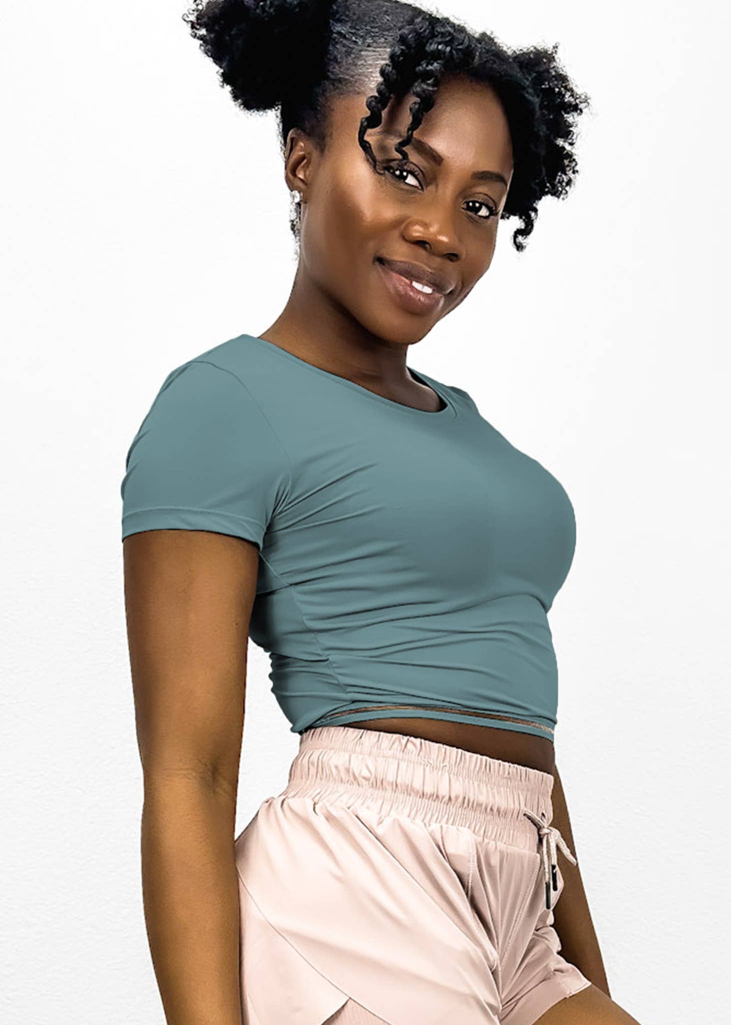 Active by Anna-Kaci - Wholesale Athletic Top - Women's - Fitted Cropped Mesh Trim Tee0