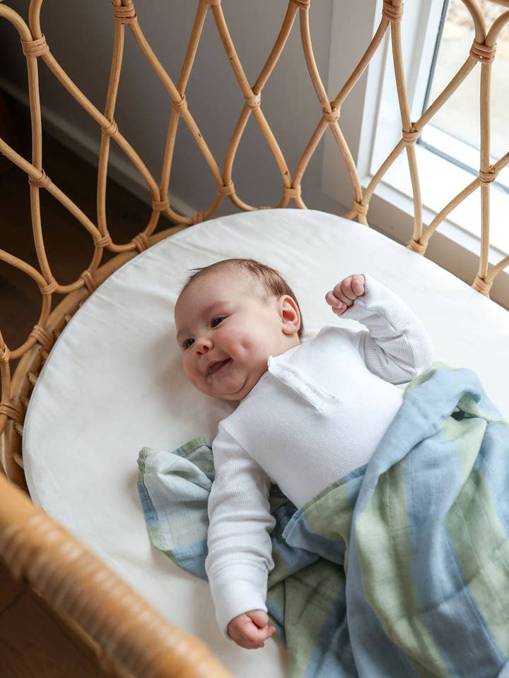 Ocean Tide Stripe | Swaddle for wholesale by Tilda & Moo