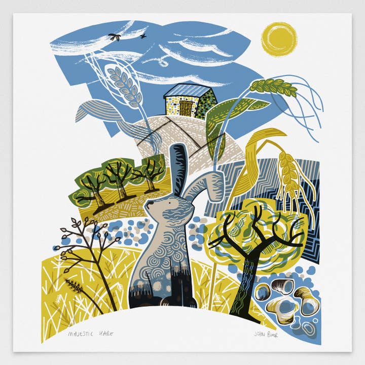 "Majestic Hare" digitally printed print for wholesale by John Bloor Printmaker
