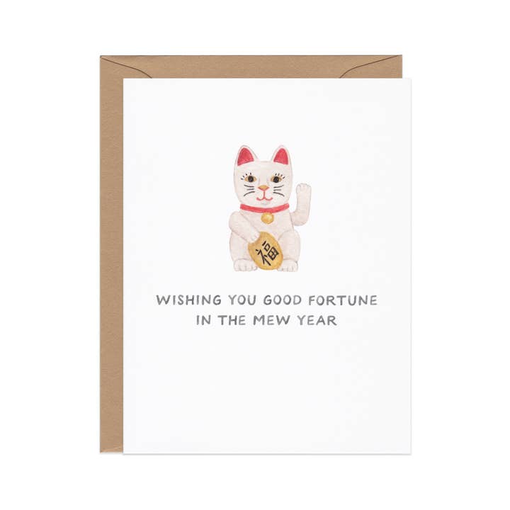 Amy Zhang - Wholesale New Year's Card - Lucky Cat Mew Year — Punny Lunar New Year Card1